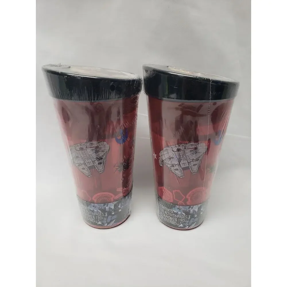 Star Wars Travel Cup w. Book Activities Crayons & 2 Light Sabers & Sticker Pad
